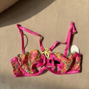 NWT For Love & Lemons Lucy Monowire Embroidered Bra